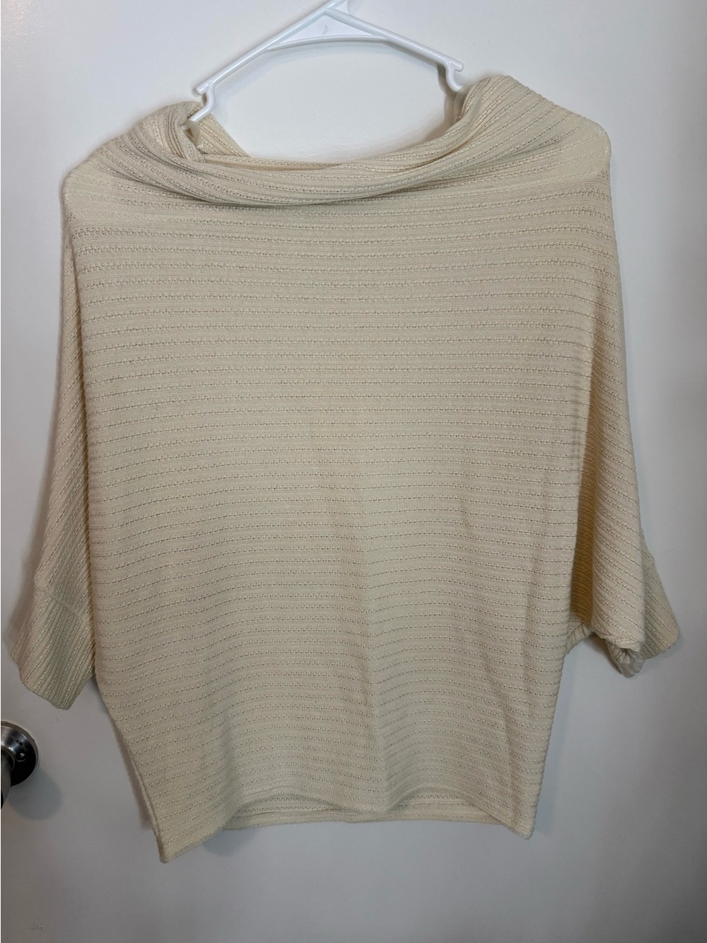 Women’s Cream Ribbed Off shoulder Sweater